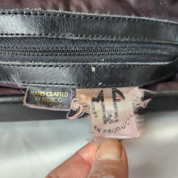 Vintage Mexican Handcraft Leather Woven-Wool Carpet Southwest Satchel Handbag - Picture 16 of 16